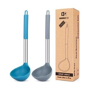 Pack of 2 Ladle Spoon,Silicone Large Spoon for Soup,Non Stick Kitchen Utensil...